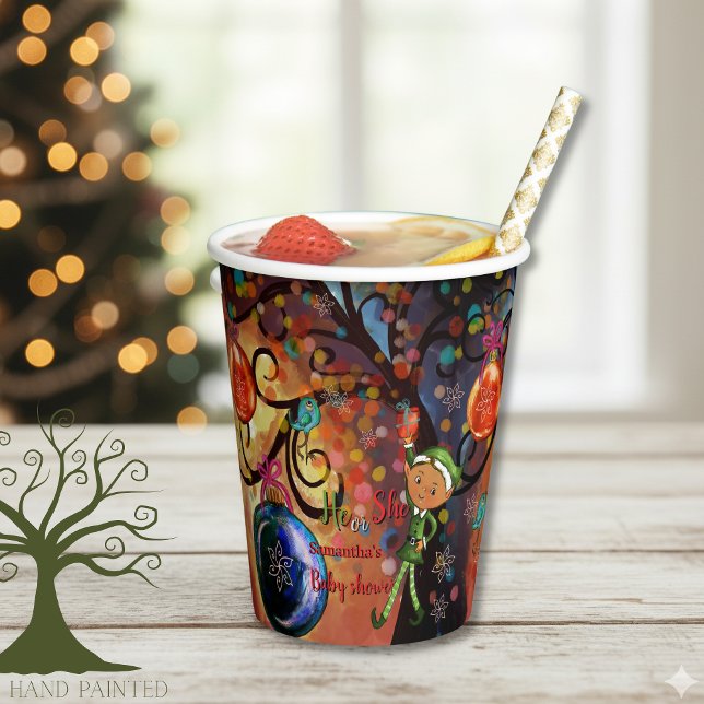 Gobelets En Papier Whimsical "He or She" Elf Gender Reveal Party  (Whimsical He or She Elf Gender Reveal Party Paper Cups)