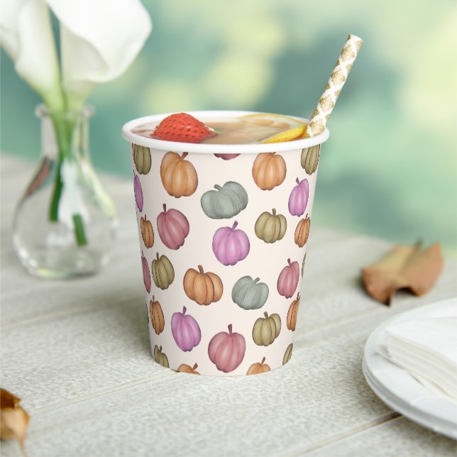 Gobelets En Papier Whimsstel Pastel Citrouille Pastel Motif Party (Insitu)