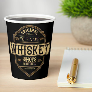 Gobelets En Papier Whiskey personnalisé sur le Rocks Liquor Étiquette