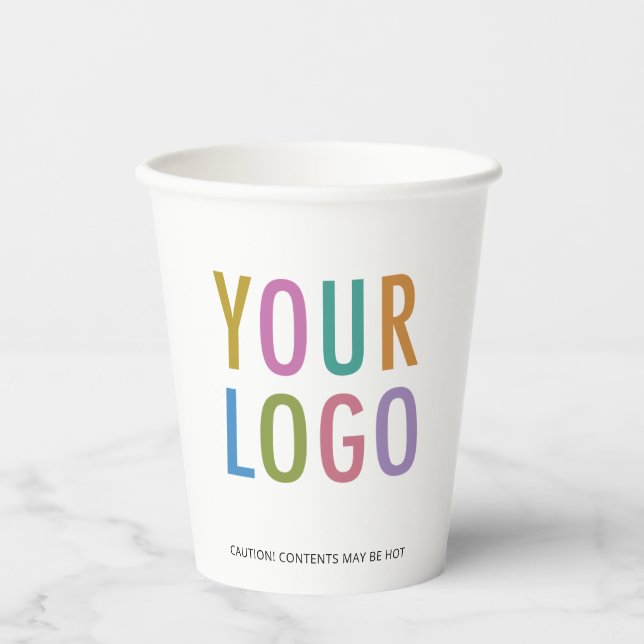 Gobelets En Papier White Paper Cups Custom Business Logo Branded 8 oz (Recto)