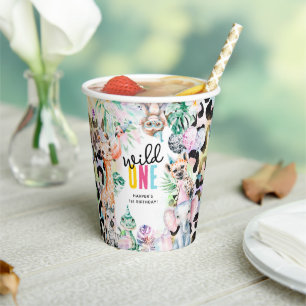 Gobelets En Papier WILD ONE' Animaux de Safari Cool 1er Anniversaire