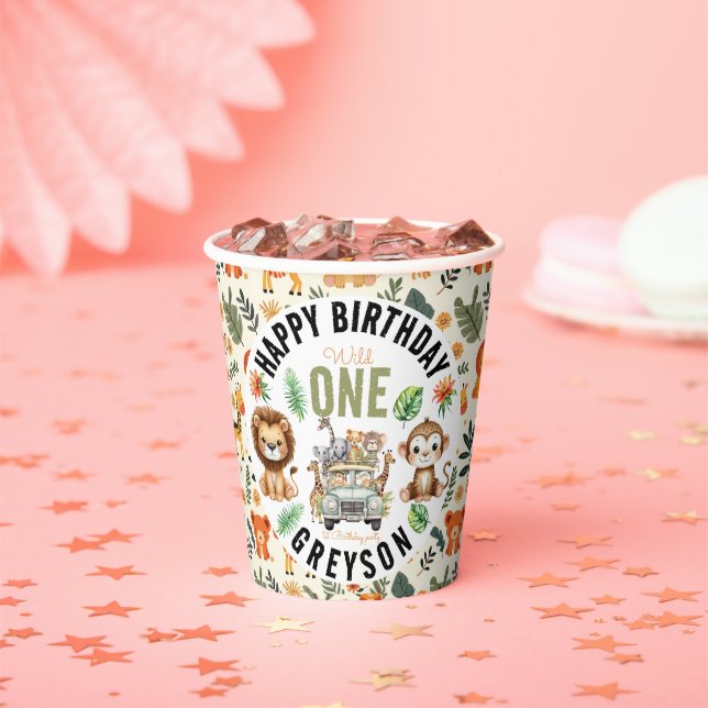 Gobelets En Papier Wild One Jungle Adventure 1er anniversaire (Insitu)