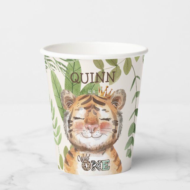 Gobelets En Papier Wild One Jungle Animaux Safari 1er Anniversaire (Recto)