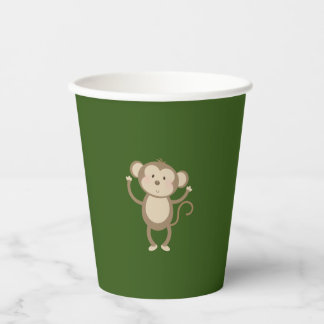 Gobelets En Papier Wild One Safari Animal Monkey Baby shower