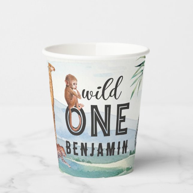 Gobelets En Papier Wild One Safari Annithday tasse de papier (Gauche)