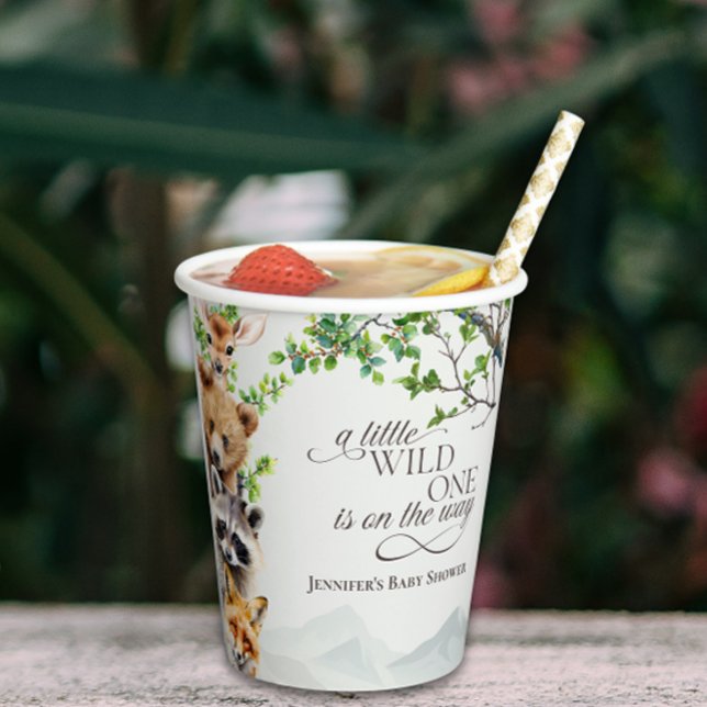 Gobelets En Papier Wild One Woodland Wildlife Baby Shower (Créateur téléchargé)