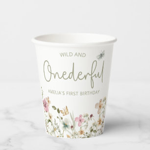 Gobelets En Papier Wild & Onedering Fleur sauvage 1er anniversaire fê