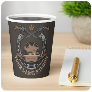 Gobelets En Papier Wild West Revolver Horseshoe Western Cowboy Saloon