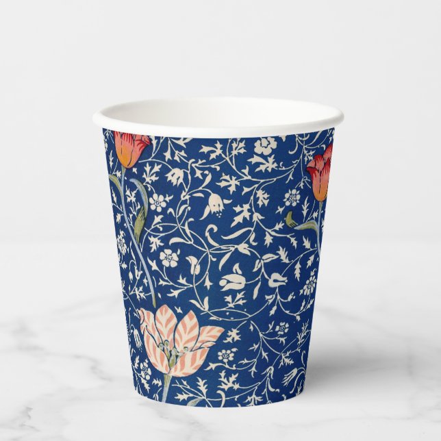 Gobelets En Papier William Morris Medway Floral bleu (Recto)