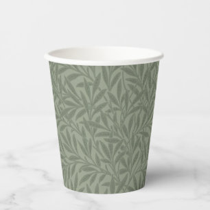 Gobelets En Papier William Morris Motif Saule Antique Vert Sauge