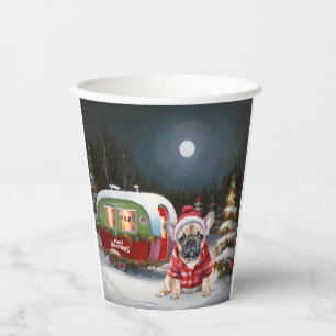 Gobelets En Papier Winter French Bulldog Caravan Christmas Adventure