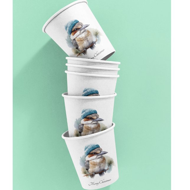 Gobelets En Papier Winter Kookaburra Wishes, custom (Créateur téléchargé)