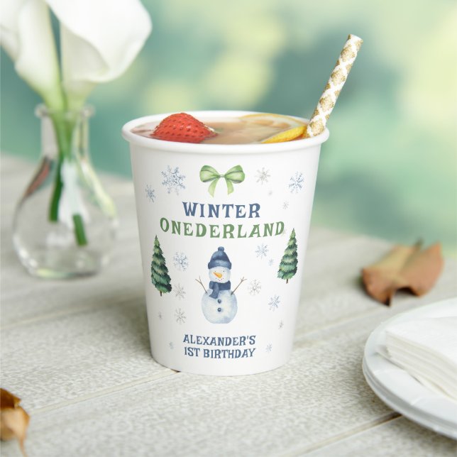 Gobelets En Papier Winter Onederland Snowman 1er anniversaire (Insitu)