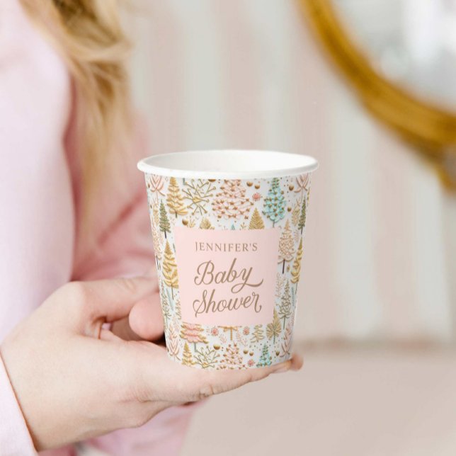 Gobelets En Papier Winter Wonderland Girl Baby shower (Winter Girl Baby Shower paper cups)