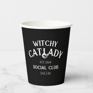 Gobelets En Papier Witchy Cat Lady Social Club Custom Est. Date Noir