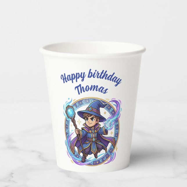 Gobelets En Papier Wizard Mage Magic Anime Chibi Gamer Birthday (Recto)