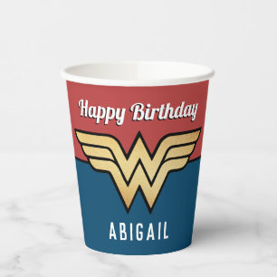 Gobelets En Papier Wonder Woman Golden Logo Joyeux anniversaire