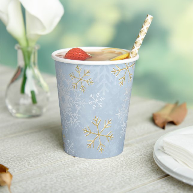 Gobelets En Papier Wonderland Snowflake tasses de papier hiver (Insitu)