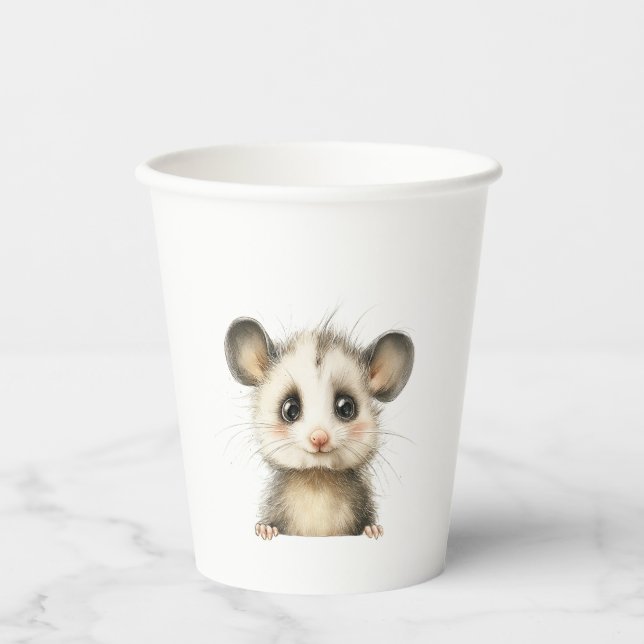 Gobelets En Papier Woodland Opossum Baby Shower • Neutral (Recto)