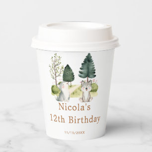 Gobelets En Papier Woodland Wolf fête d'anniversaire