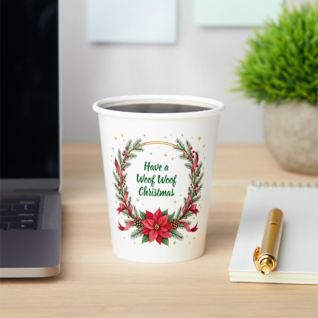 Gobelets En Papier Woof Woof Christmas Paper Cup - Customizable Text  (Insitu)