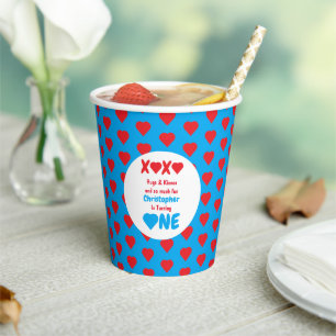 Gobelets En Papier XOXO Hugs and Kisses 1er Anniversaire Coupes de pa