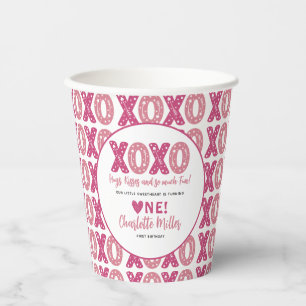 Gobelets En Papier XOXO Hugs & Kisses Saint Valentin 1er anniversaire