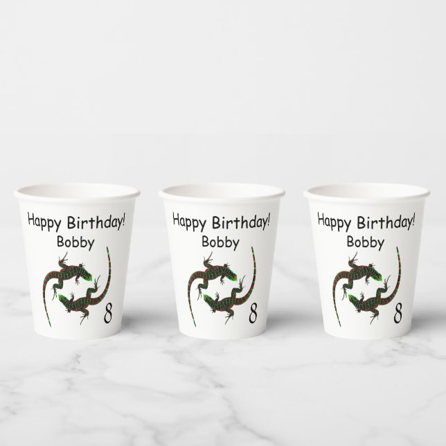 Gobelets En Papier Yin Yang Lizards Âge Anniversaire (Multi)