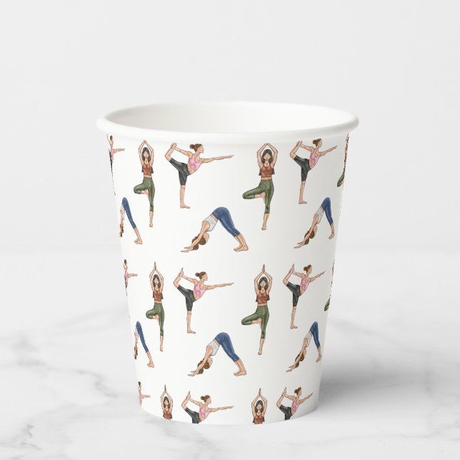 Gobelets En Papier Yoga Pose Lades Colorful Mindfulness Pattern (Recto)