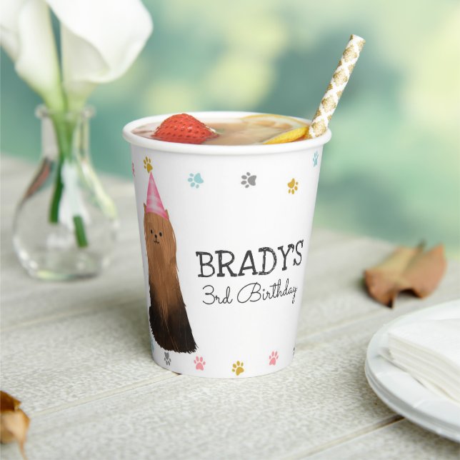 Gobelets En Papier Yorkie laisse Pawty Dog Anniversaire de la coupe d (Insitu)