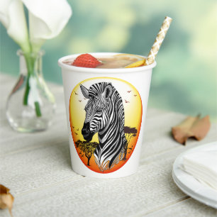 Gobelets En Papier Zebra African Savanna Wild Animal