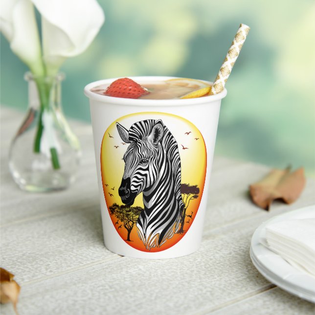 Gobelets En Papier Zebra African Savanna Wild Animal (Insitu)