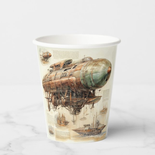 Gobelets En Papier Zeppelin Steampunk vintage (4) (Recto)