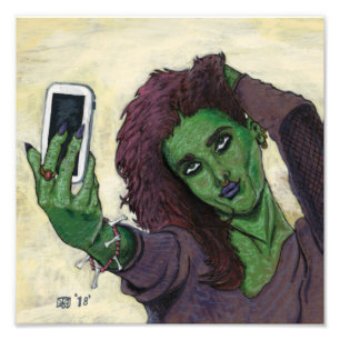 Goblin Fille Téléphone Selfie Imaginaire Art Photo