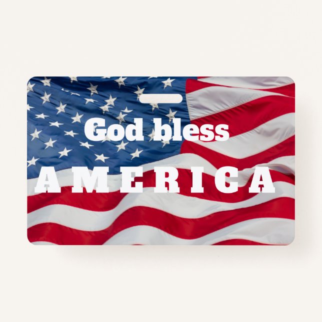God bless America Badge w/clip Waving Flag (Devant)