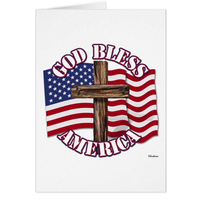 God Bless American with Usa Flag & Cross (Devant)