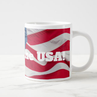 God Bless the USA Coffee Mug w/waving flag