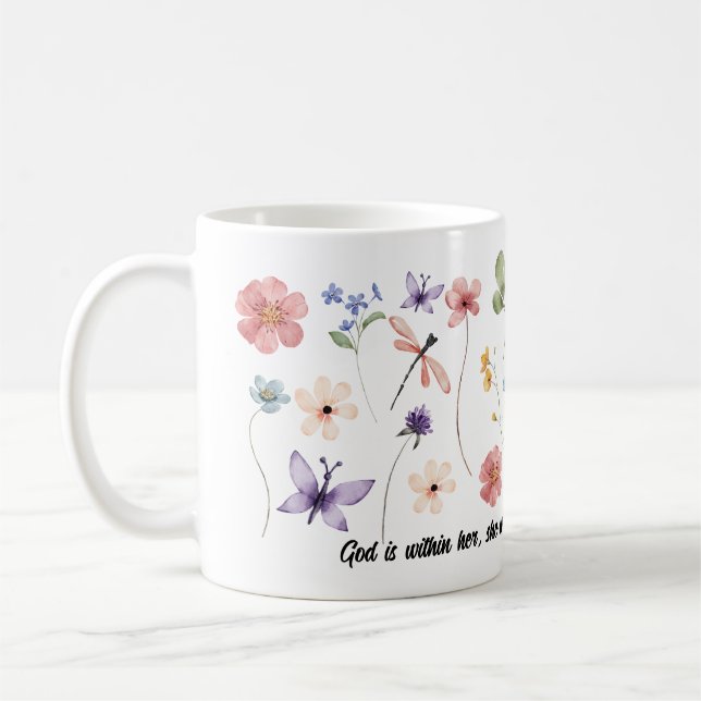 God Is With Her: Christian mug for women (Gauche)
