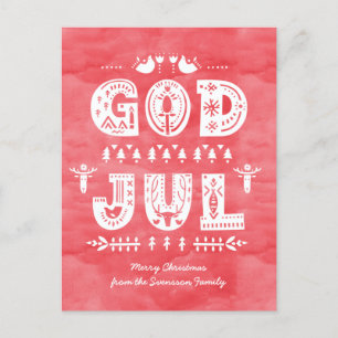 God Jul Carte de Noël suédoise Scandi Style Script