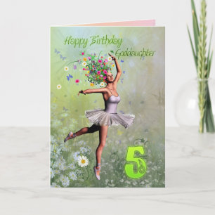 Godgirl age 5, fleur carte d'anniversaire fée