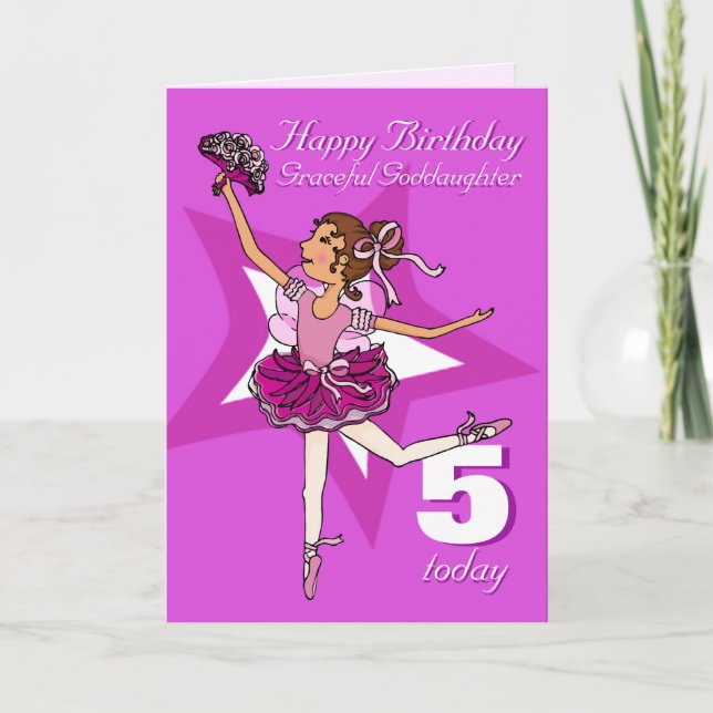 Godgirl ballerina anniversaire violet âge 5 carte (Devant)