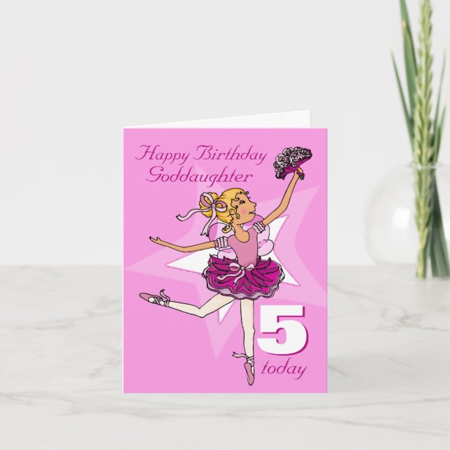 Godgirl ballerina carte d'anniversaire rose (Devant)