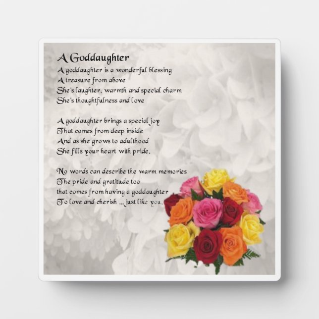 Godgirl Poem Plaque - Design de fleurs (Devant)