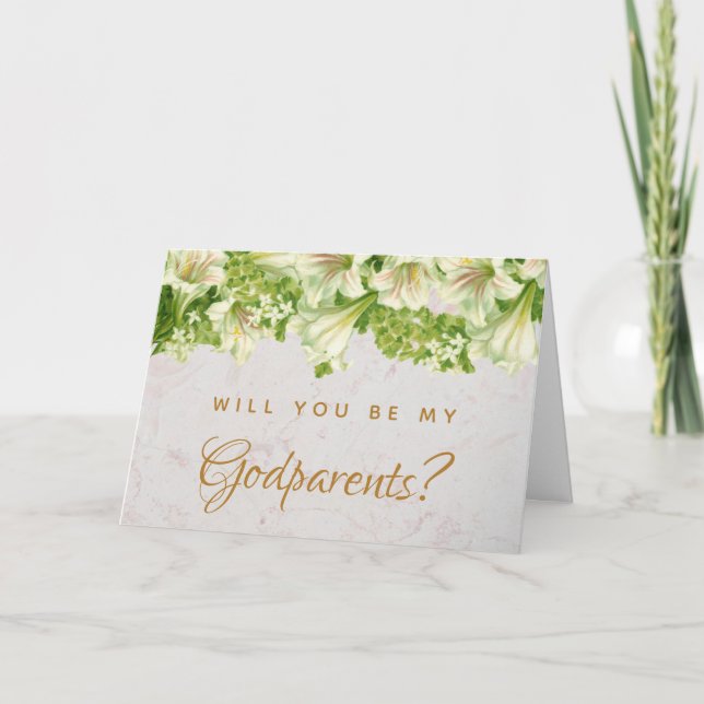 Godparents Proposition Floral Lilies Carte en marb (Devant)