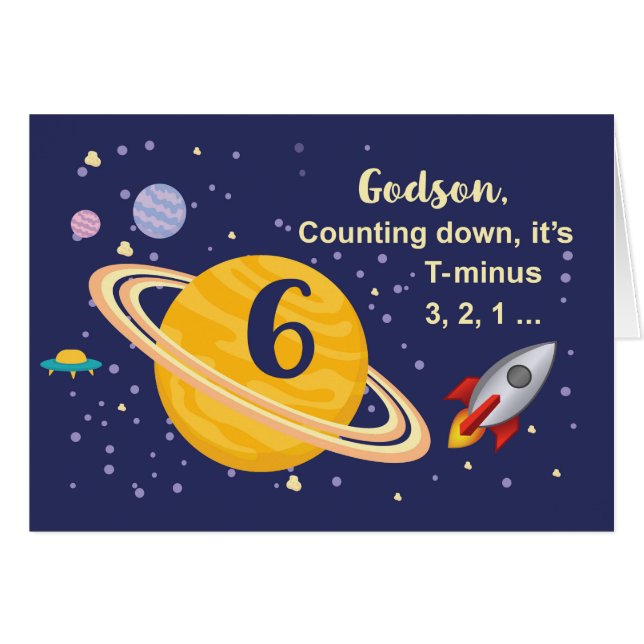 Godson 6e Planètes d'anniversaire dans l'espace ex (Devant horizontal)