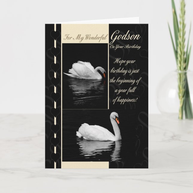 Godson Swans carte d'anniversaire (Devant)