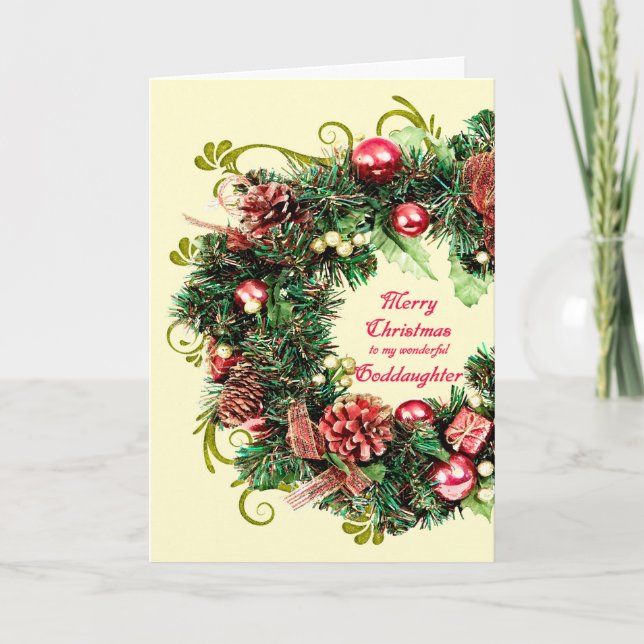 Gogirl Christmas Wreath Carte de vacances (Devant)