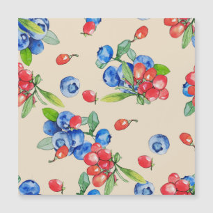 Goji, bleuet : aquarelle motif.