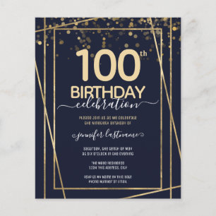 Gold 100e Anniversaire Invitation budgétaire