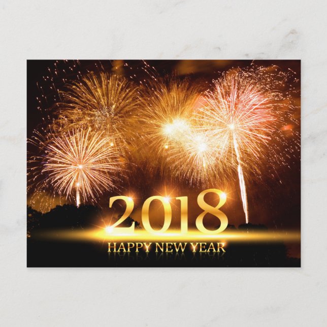 Gold 2018 Bonne année Fireworks Carte postale (Devant)
